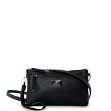 Γυναικεία τσάντα χειρός - χιαστί δερμάτινη Grain Μαύρο