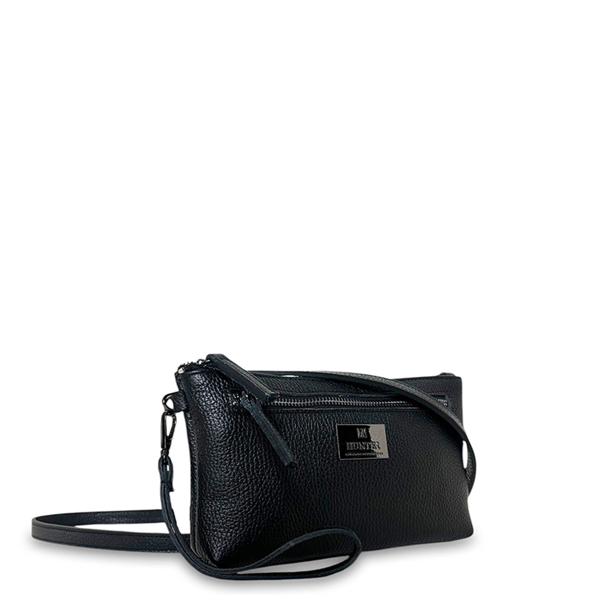 Γυναικεία τσάντα χειρός - χιαστί δερμάτινη Grain Μαύρο