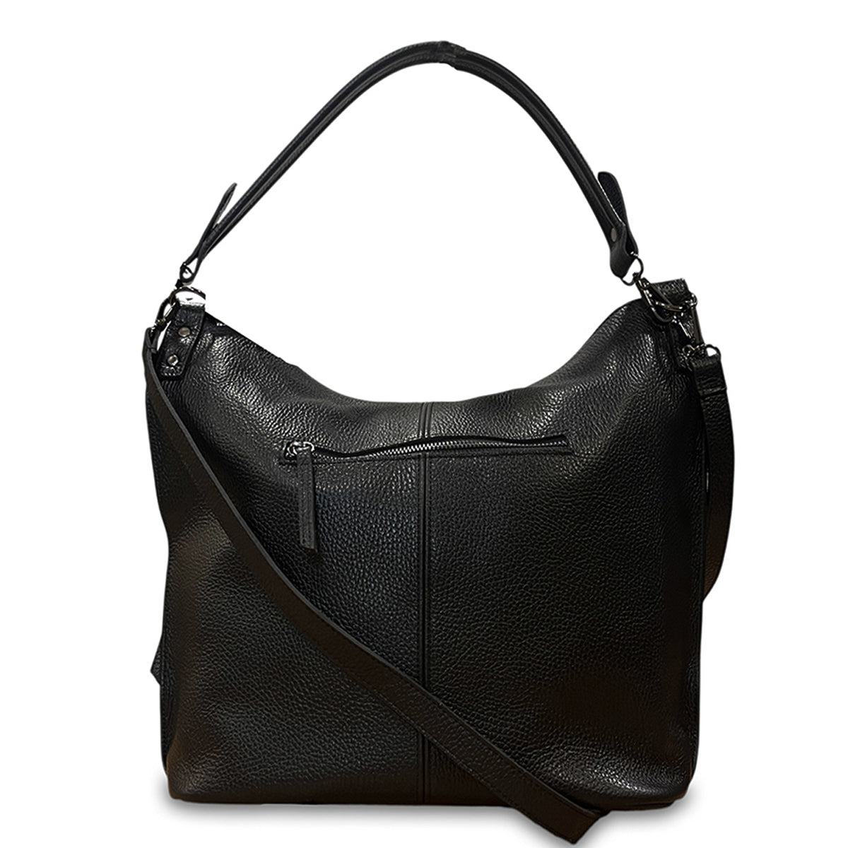 Γυναικεία τσάντα ώμου hobo δερμάτινη Grain Μαύρο