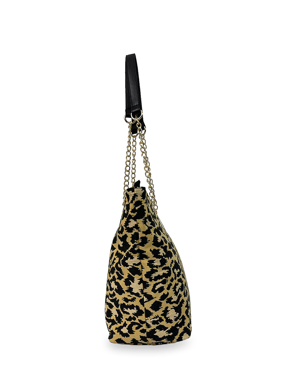 Γυναικεία τσάντα ώμου Leopard Κίτρινο