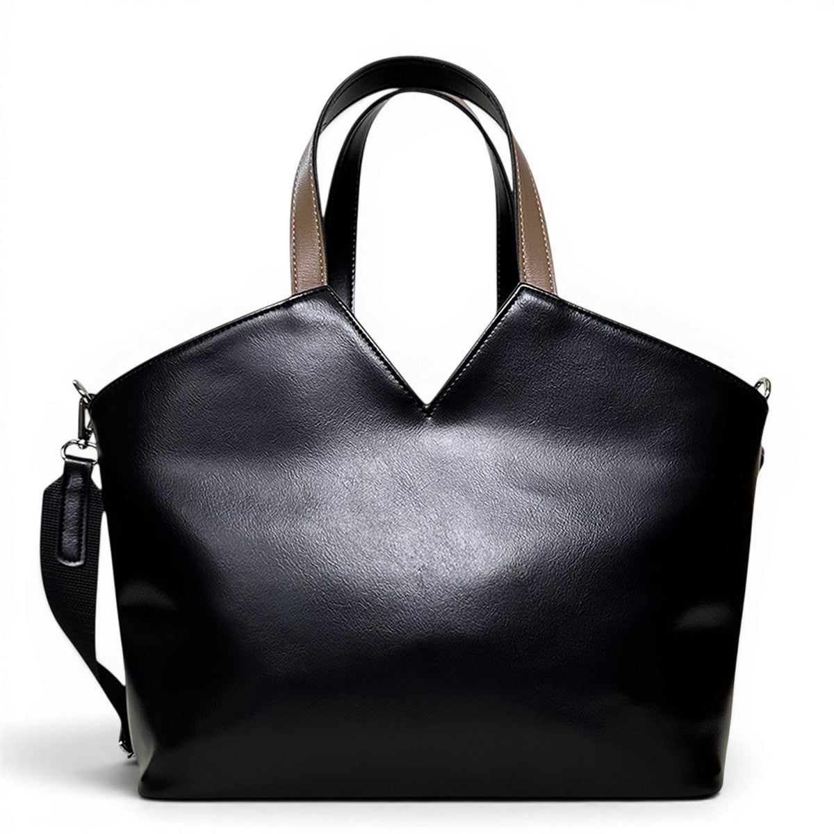 Τσάντα Ώμου triangle tote Mokka μαύρο Hunter, διαστάσεις μήκος 33 εκ., πλάτος 11 εκ., ύψος 24 εκ.