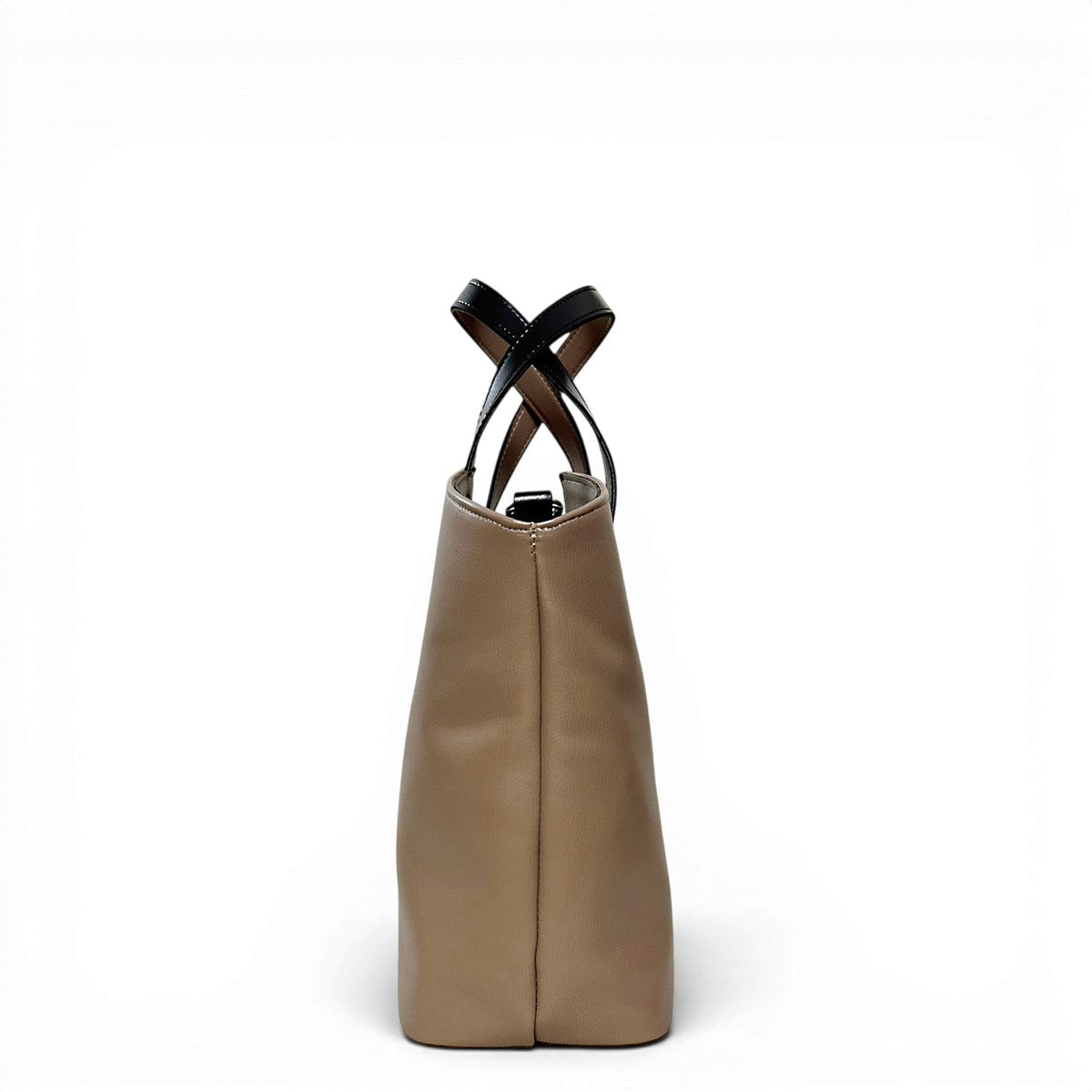 Τσάντα Ώμου triangle tote Mokka πούρο Hunter, 2 σταθερά χεράκια με λεπτομέρεια αντιθετικού χρώματος πλακέ