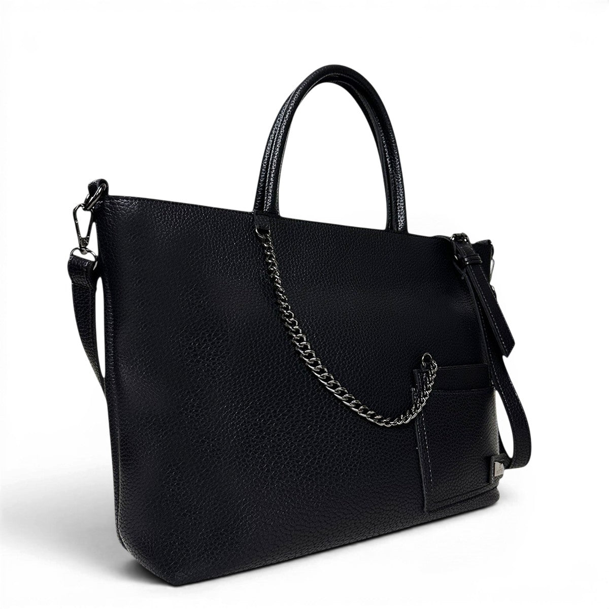 Τσάντα Ώμου maxi tote Noir μαύρο Hunter με ανάγλυφη υφή