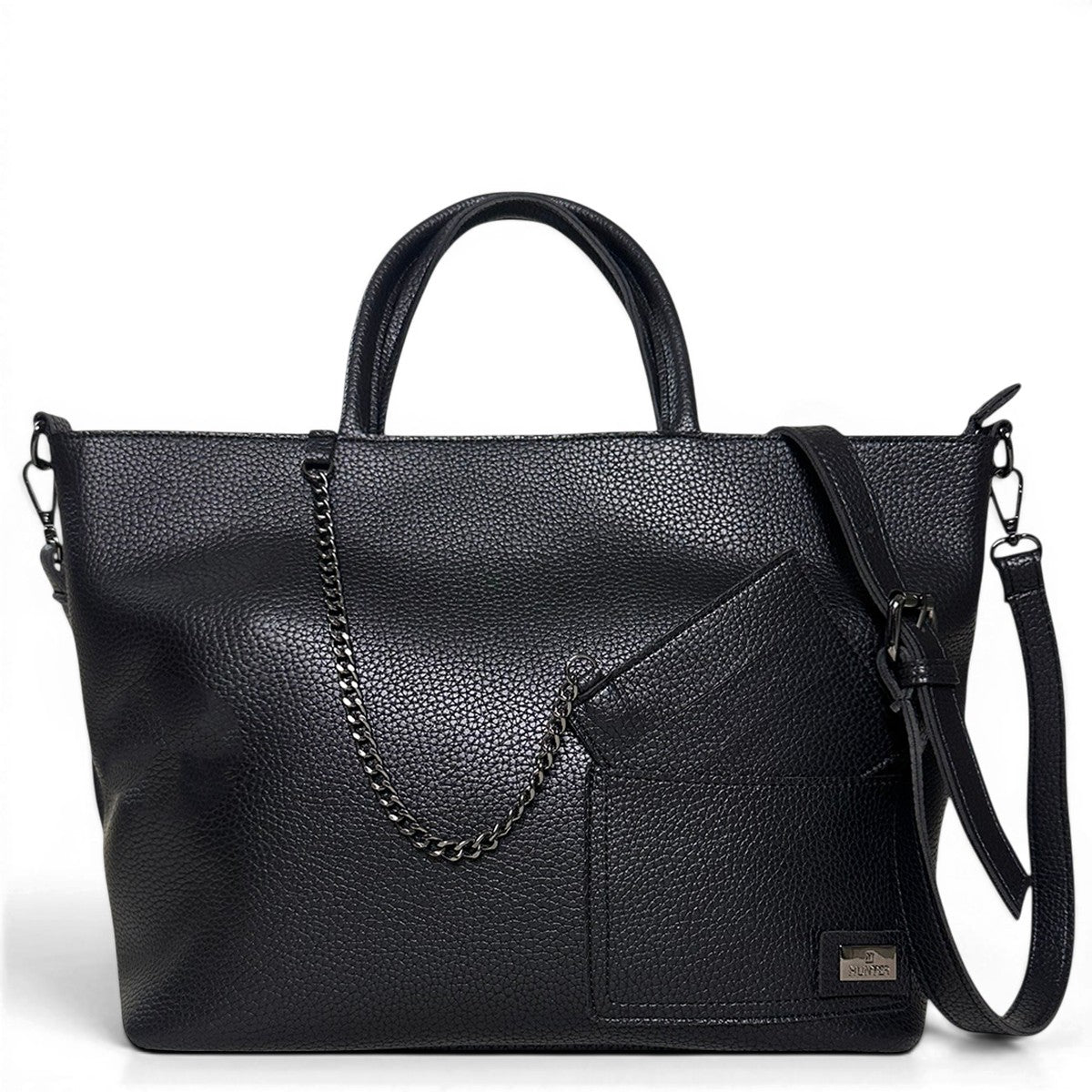 Τσάντα Ώμου maxi tote Noir μαύρο Hunter, τυπωμένη φόδρα HUNTER