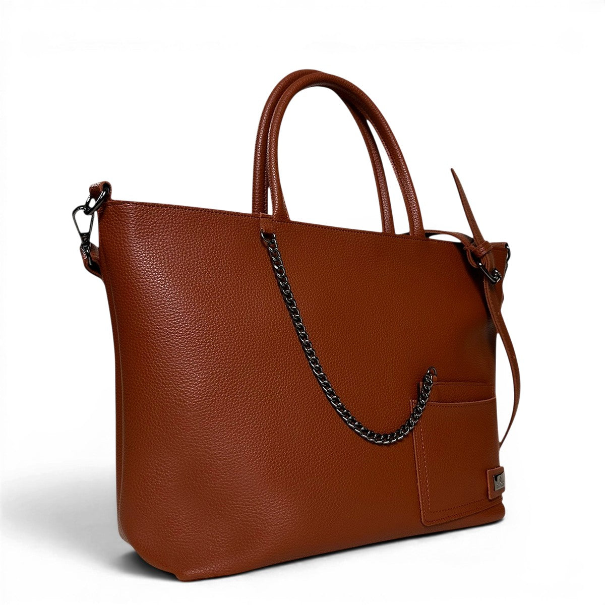 Τσάντα Ώμου maxi tote Noir ταμπά Hunter με ανάγλυφη υφή