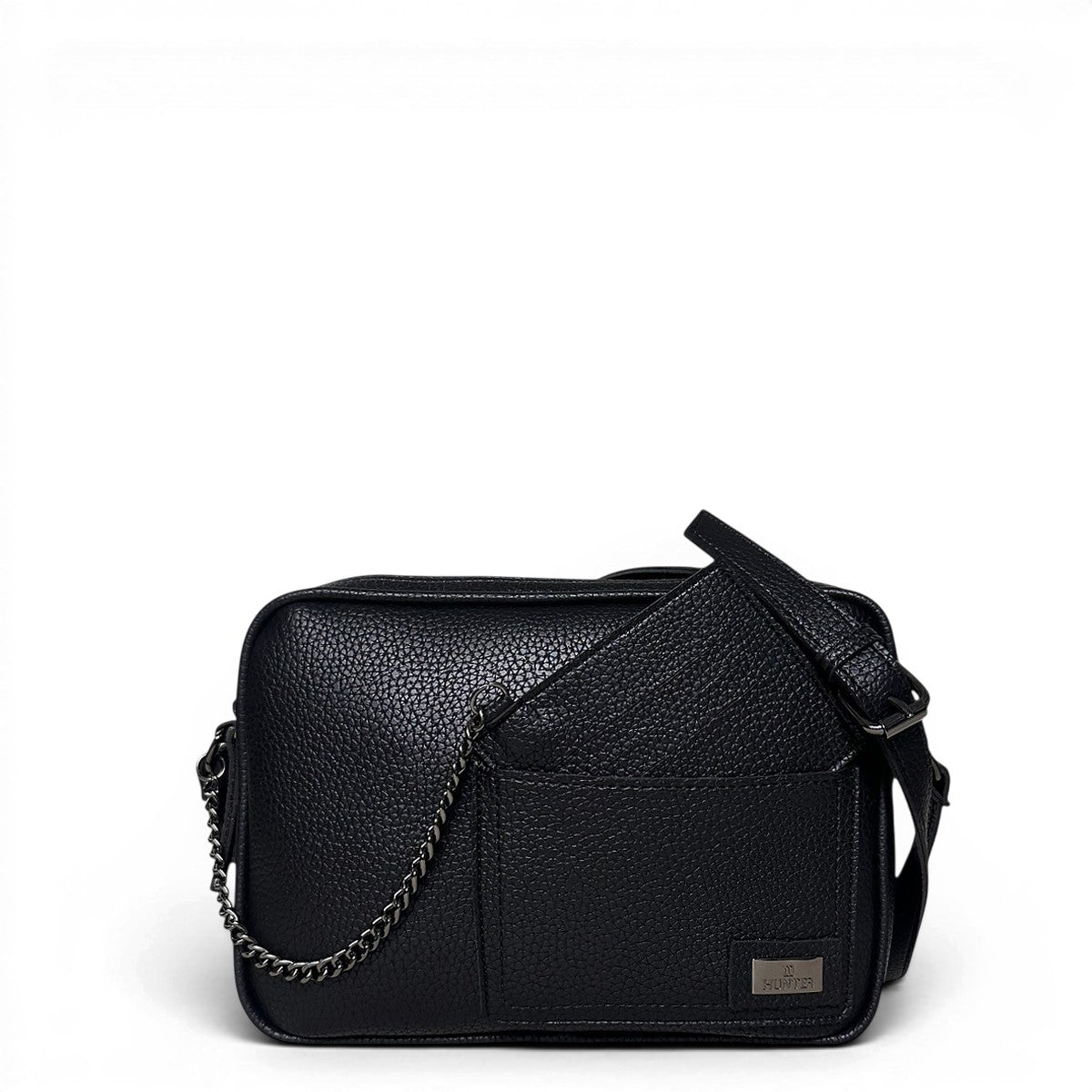 Τσάντα Χιαστί boxy Noir μαύρο Hunter, τυπωμένη φόδρα HUNTER
