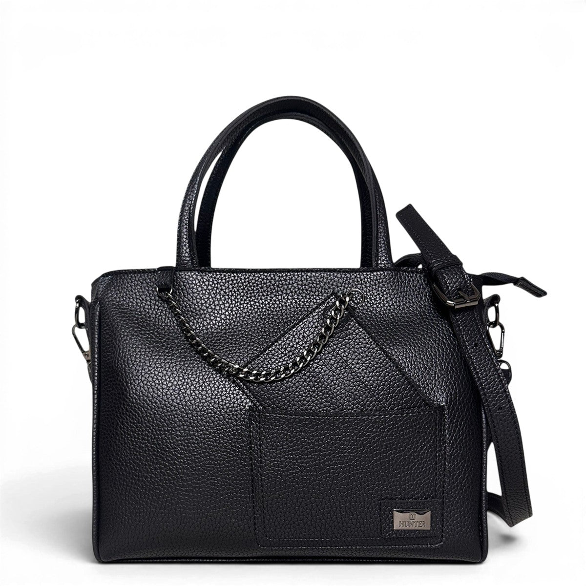 Τσάντα Ώμου tote Noir μαύρο Hunter, τυπωμένη φόδρα HUNTER