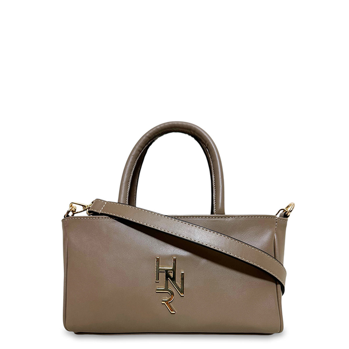 Γυναικεία τσάντα δερμάτινη mini top handle Plain Πούρο