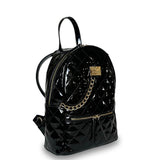 Γυναικεία τσάντα πλάτης middle Quilted Μαύρο Λουστρίνι