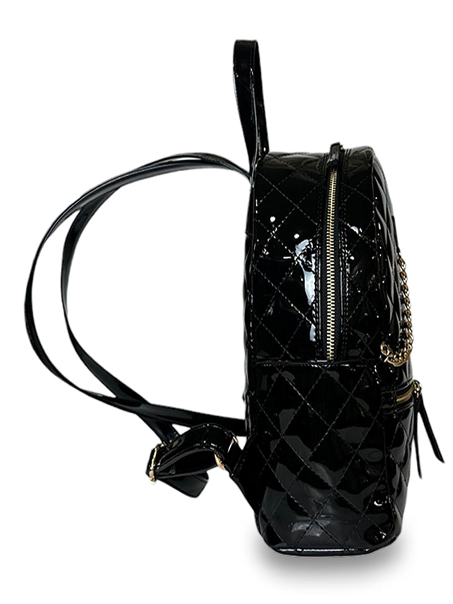 Γυναικεία τσάντα πλάτης maxi Quilted Μαύρο Λουστρίνι