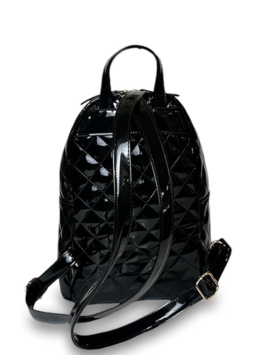 Γυναικεία τσάντα πλάτης maxi Quilted Μαύρο Λουστρίνι