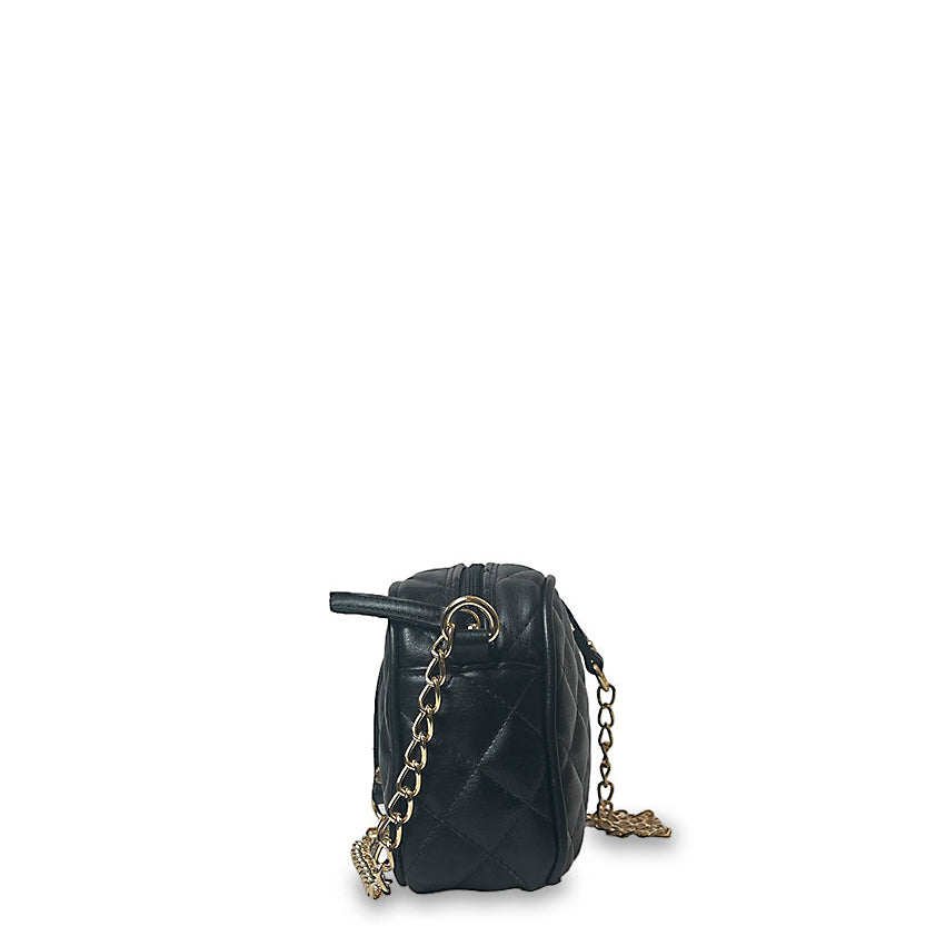 Γυναικεία τσάντα χιαστί mini oval Quilted Μαύρο