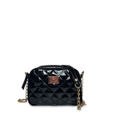 Γυναικεία τσάντα χιαστί mini oval Quilted Μαύρο Λουστρίνι