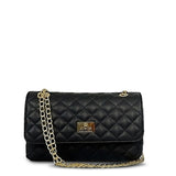 Γυναικεία τσάντα ώμου flap Quilted Μαύρο