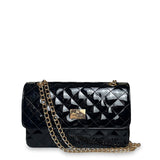Γυναικεία τσάντα ώμου flap Quilted Μαύρο Λουστρίνι