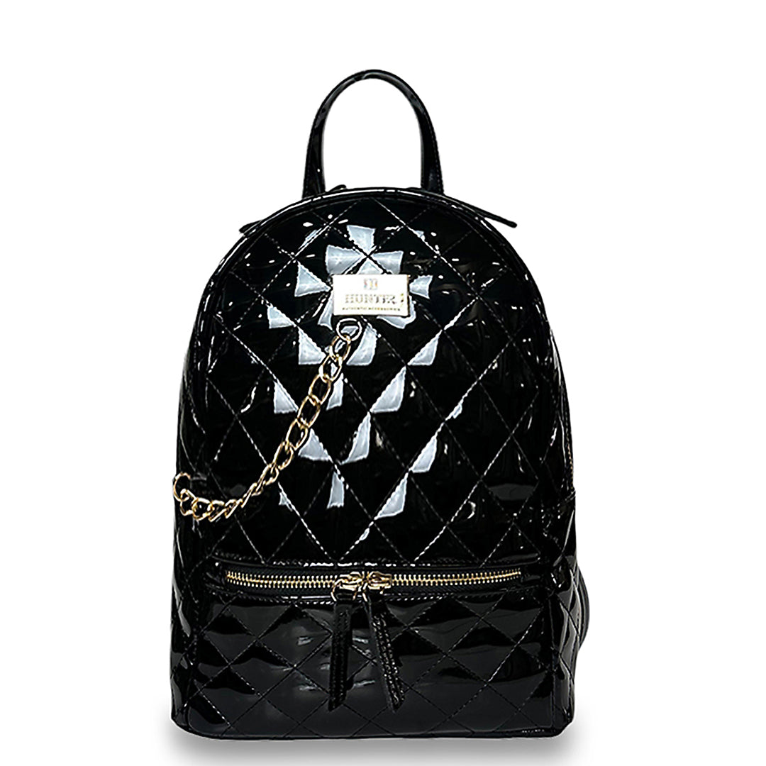 Γυναικεία τσάντα πλάτης maxi Quilted Μαύρο Λουστρίνι