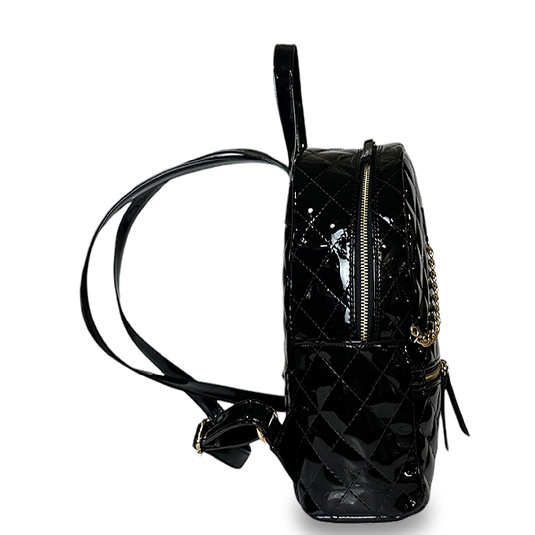 Γυναικεία τσάντα πλάτης maxi Quilted Μαύρο Λουστρίνι