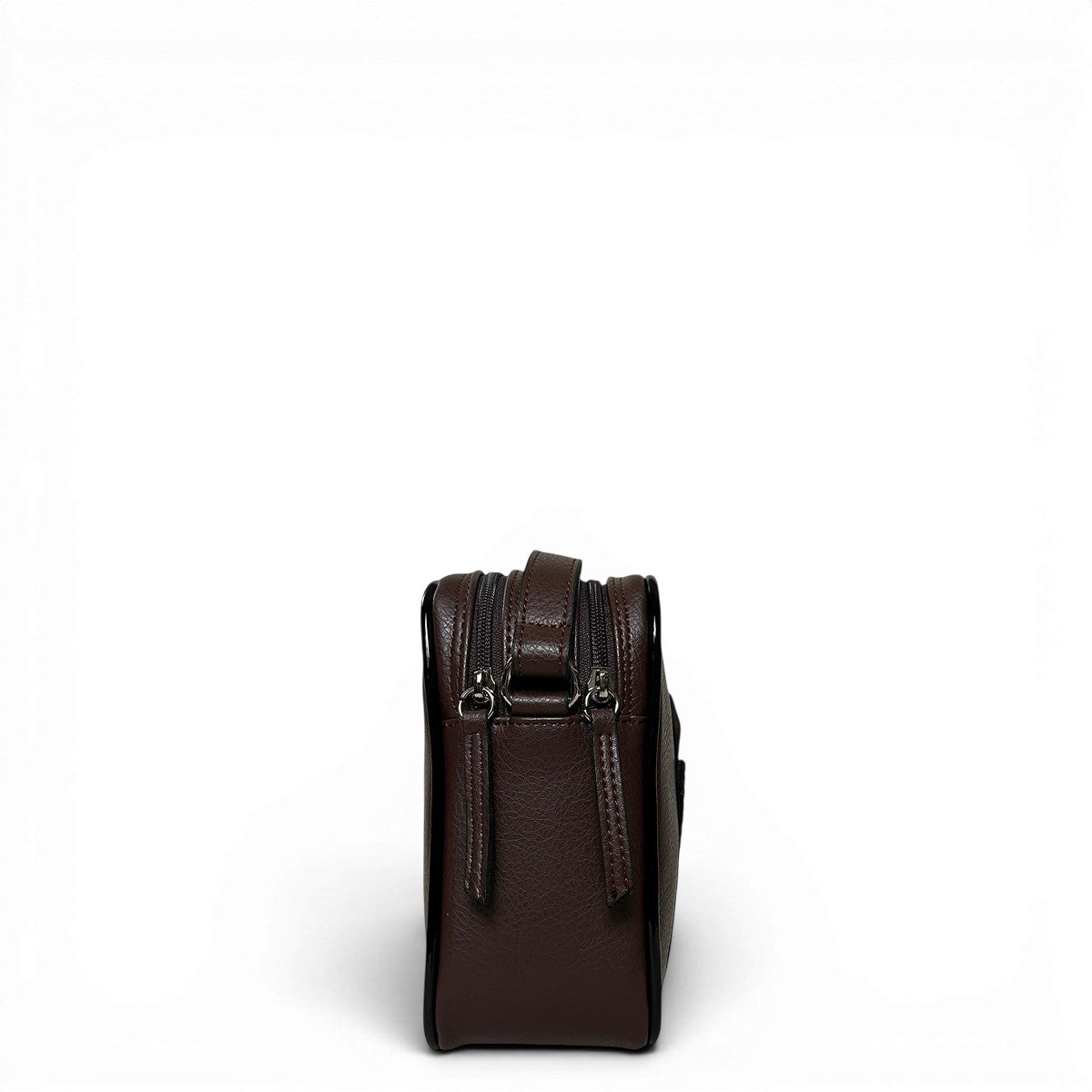 Τσάντα Χιαστί boxy Tie καφέ Hunter, κλείσιμο με δύο θήκες με φερμουάρ
