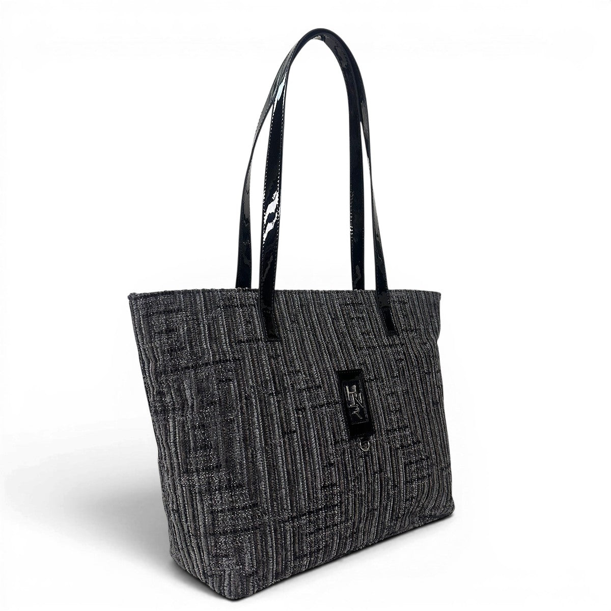 Τσάντα Ώμου shopper Velvet μαύρο Hunter με βελούδινη υφή