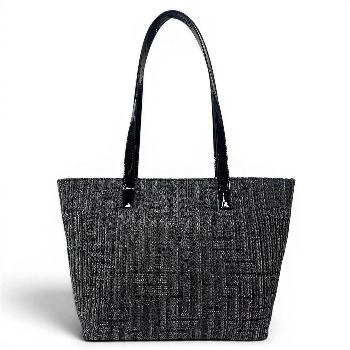 Τσάντα Ώμου shopper Velvet μαύρο Hunter, μακριά χεράκια από μαύρο λουστρίνι