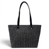 Τσάντα Ώμου shopper Velvet μαύρο Hunter, μακριά χεράκια από μαύρο λουστρίνι