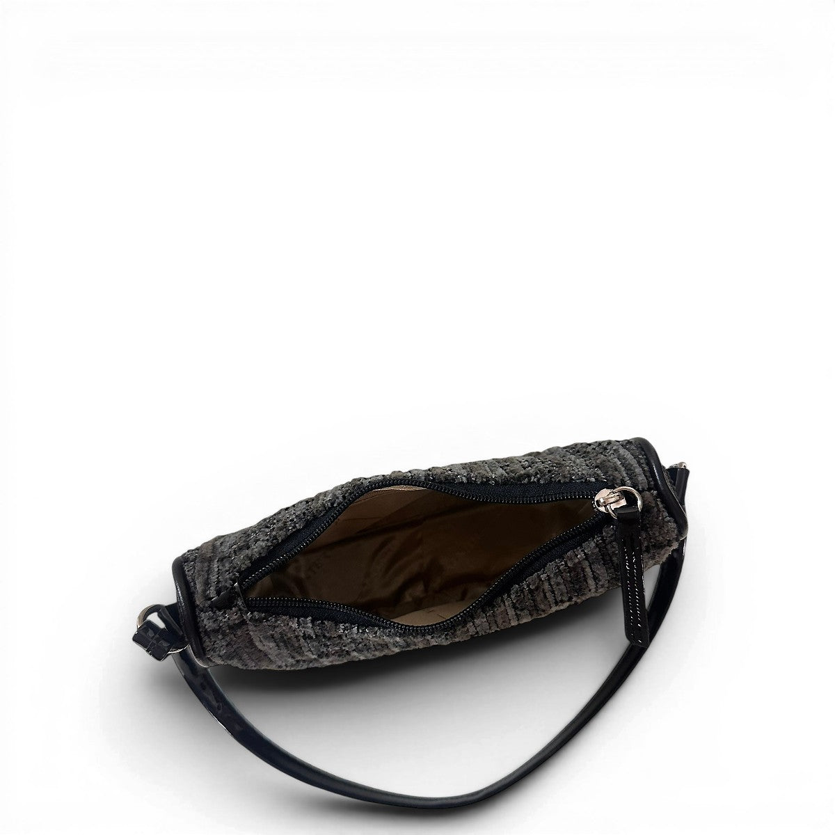 Τσάντα Ώμου mini Velvet μαύρο Hunter, διαστάσεις μήκος 25 εκ., πλάτος 7 εκ., ύψος 15 εκ.