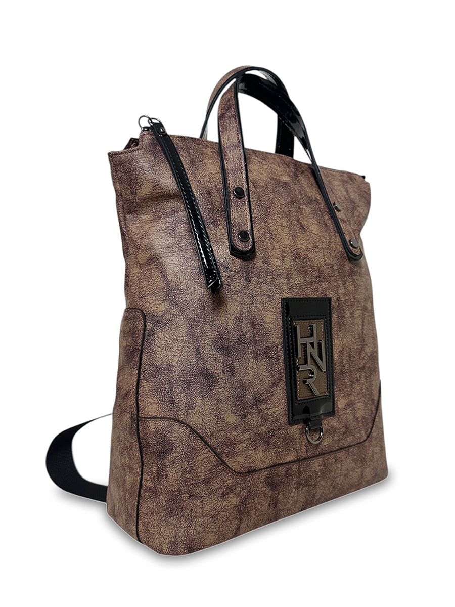 Γυναικεία τσάντα πλάτης maxi Coffee Καφέ