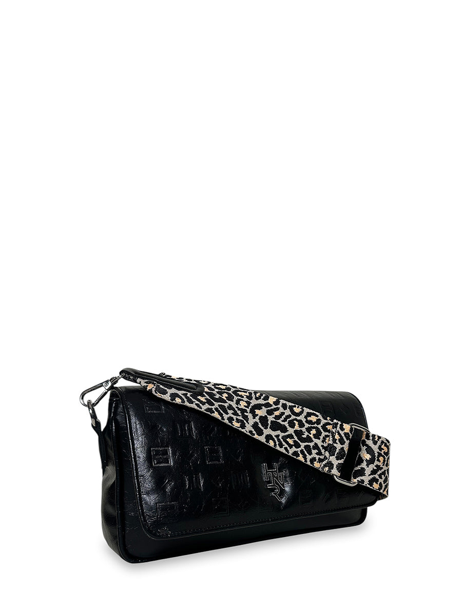 Γυναικεία τσάντα χιαστί baguette Glossy Μαύρο