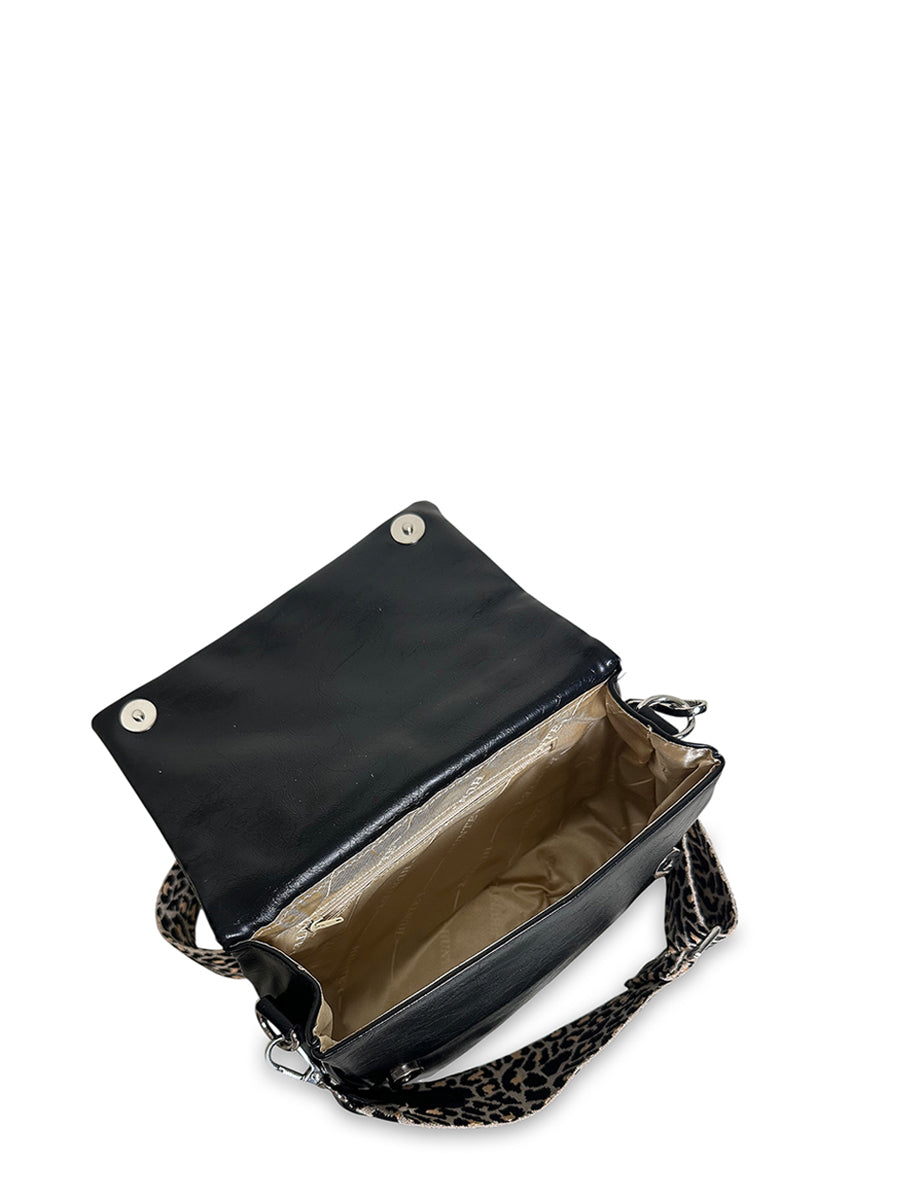 Γυναικεία τσάντα χιαστί flap Glossy Μαύρο