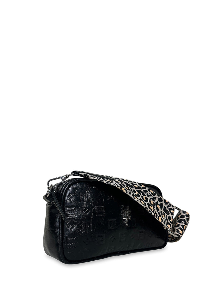 Γυναικεία τσάντα χιαστί frame Glossy Μαύρο